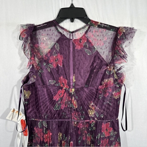 NEW $398 IEENA Mac Duggal‎ [ Small ] Floral Ruffle Fit Flare Tulle Dress #S576 - Picture 10 of 12